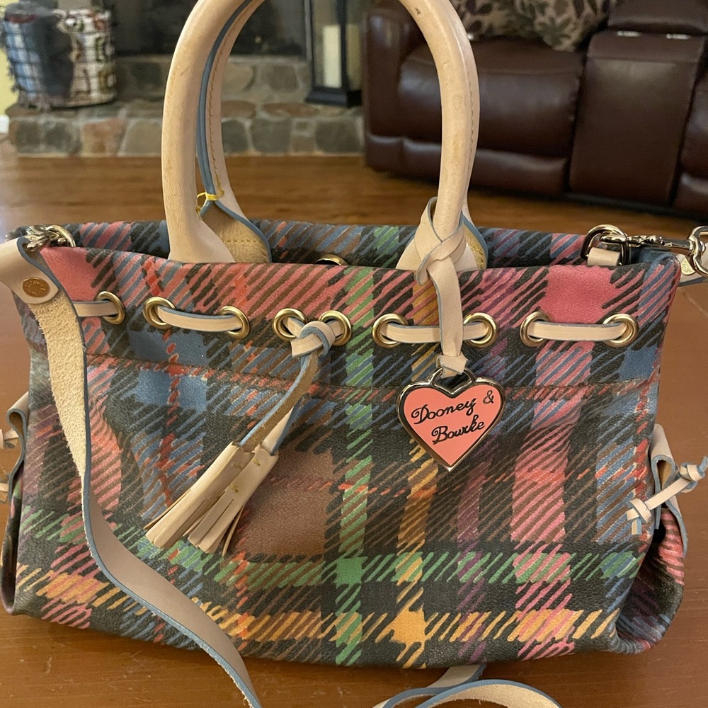 Dooney & Bourke Multicolor Plaid Satchel - Picture 3 of 4